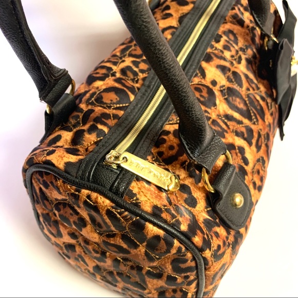 Betsy Johnson Leopard Bow Rhinestone Satchel Bag - Picture 3 of 7